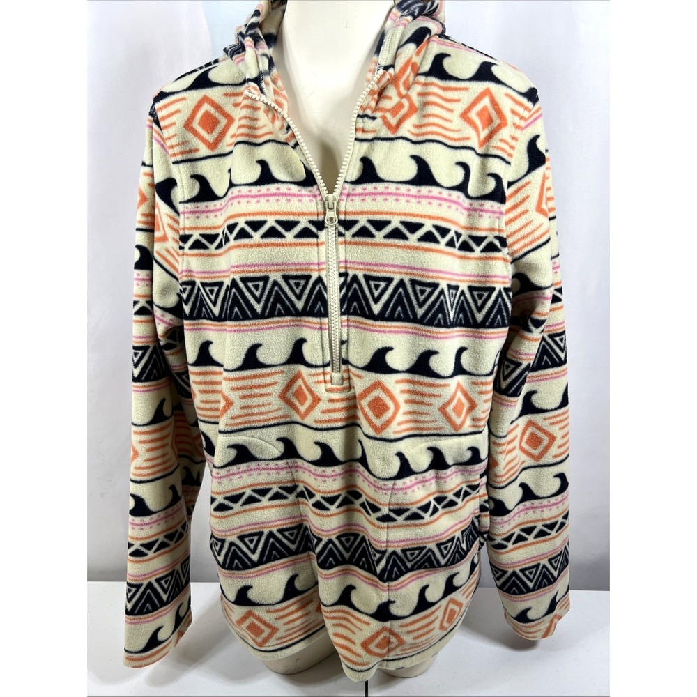 O'Neil Women's Multicolor Aztec 1/2 Zip Polar Fleece Soft Pockets Hoodie Size XL